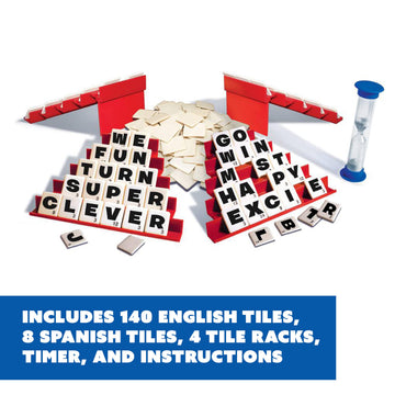 Dabble Word Game - Educational Memory & Spelling Game for 2-4 Players, Ages 8+, Blue, Plastic - Model INI-DAB-002