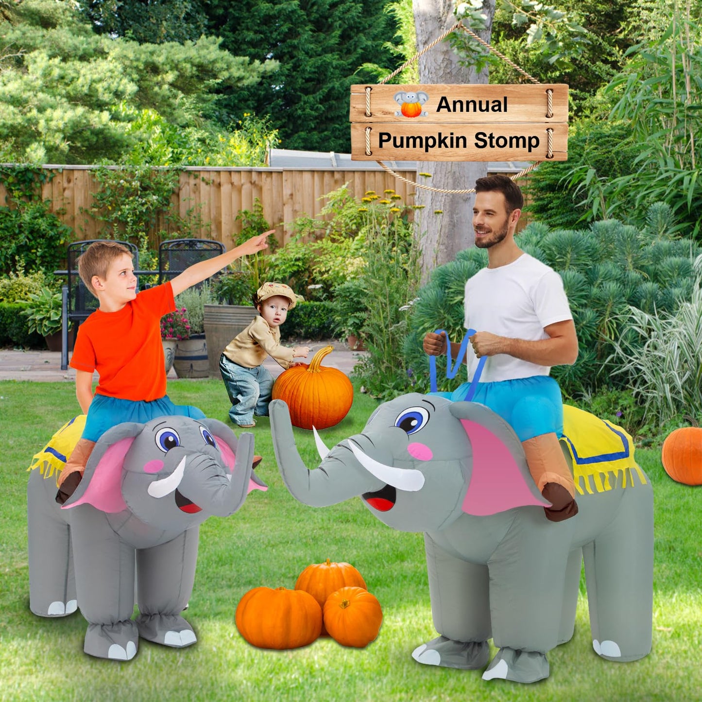 Anroog Inflatable Costume Kids Elephant Costume Halloween Blow Up Ride On Elephant Costumes Animals Suit For Boys Girls Funny Cosplay Party