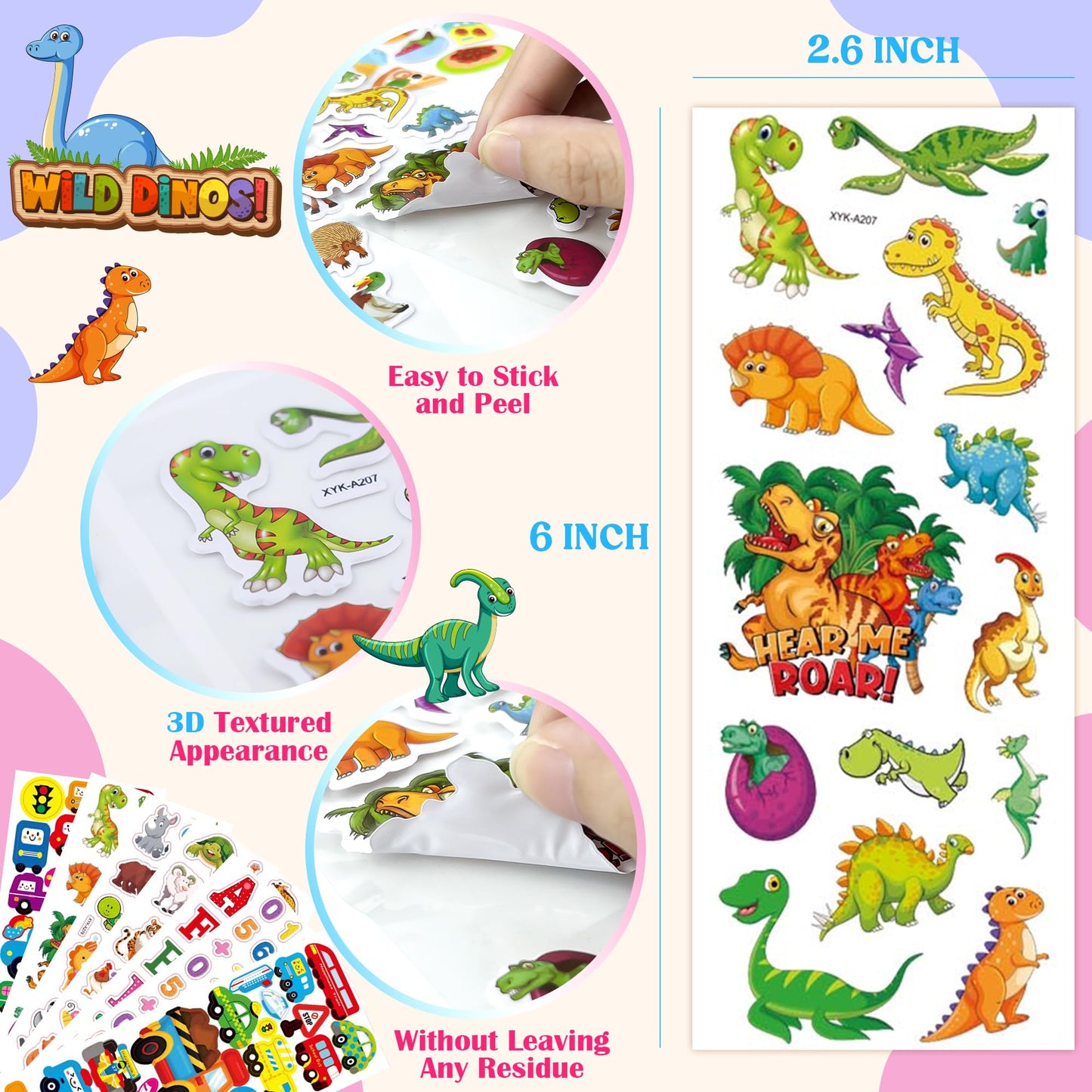 Stocking Stuffers For Kids - Puffy Stickers,3D Stickers For Kids Toddlers - 500+ Cute Stickers Pack,Christmas Party Favors For K