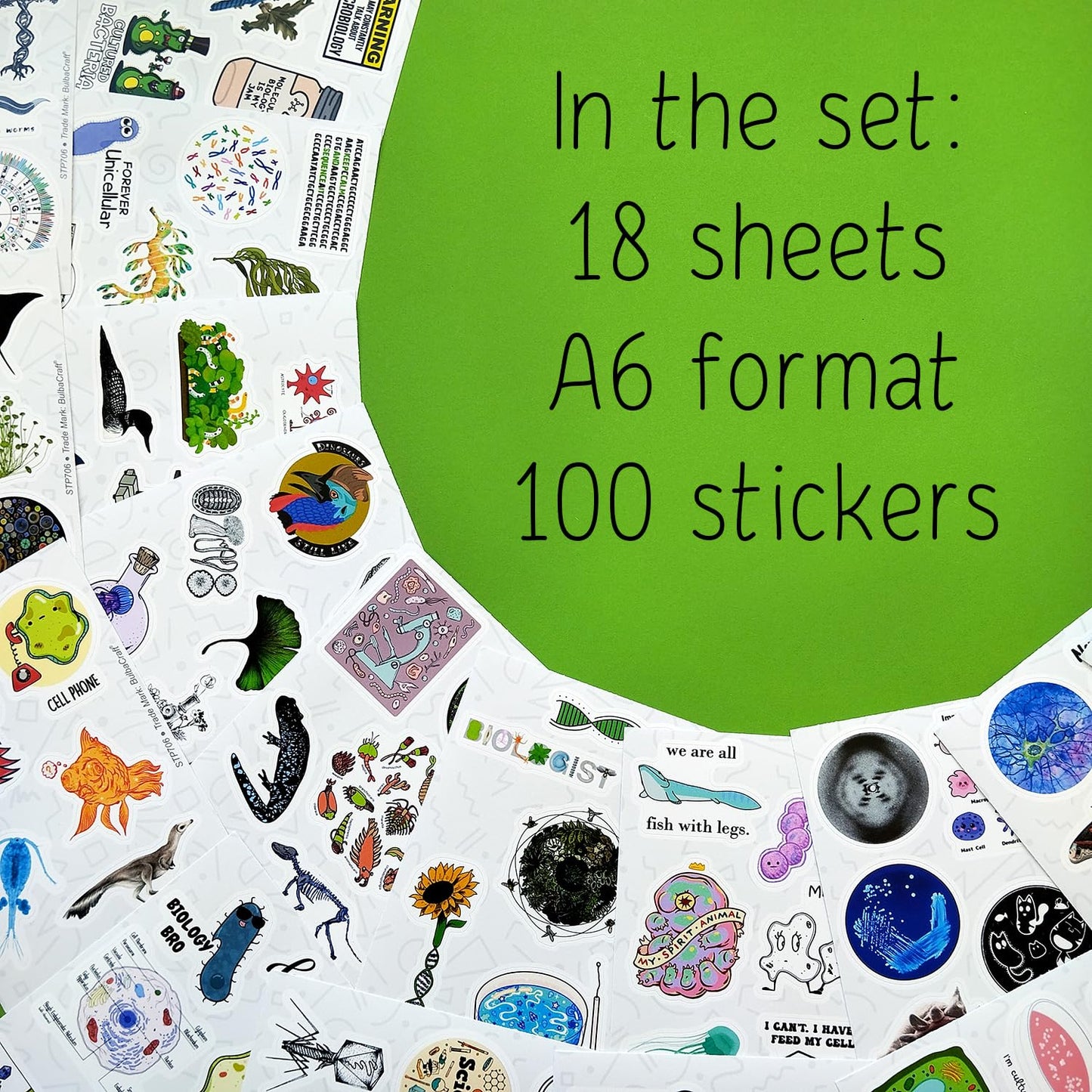Bulbacraft100Pcs Funny Biology Stickers For Laptop & Water Bottles, Small Biology Sticker Pack For Teachers & Students - Funny B
