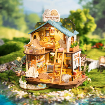 Robotime Diy Miniature House Kit, Mini Wooden Dollhouse Diorama Model, Tiny House Building Kits,Birthday Christmas Craft Hobbies