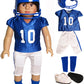 American Fashion World Blue Football Uniform 6pc Set for 18-Inch Dolls | Premium Polyester Material & Trendy Design