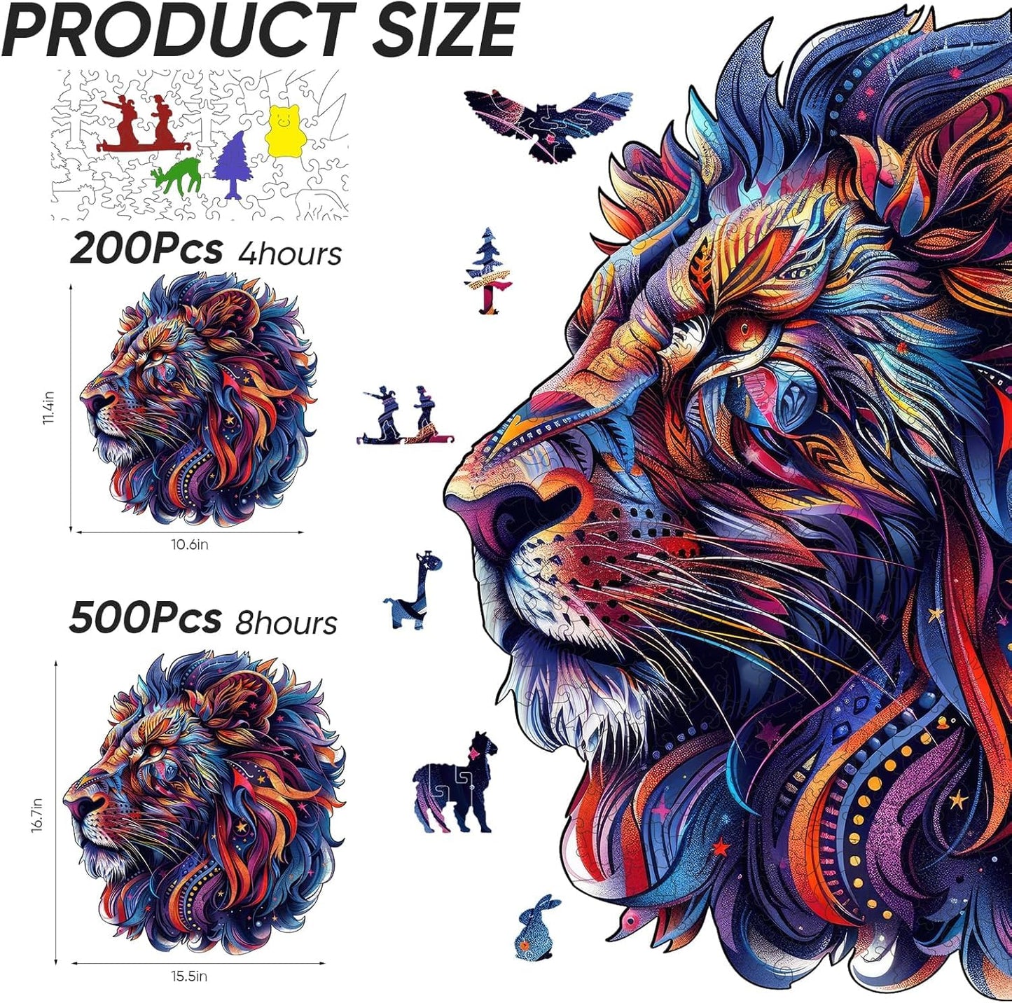 Qiuenisray Wooden Puzzles for mature-themeds 1000 Pieces  Lion Jigsaw Puzzles Wall Decor  FSC Certified Unique Shape Ocean mature-themed Puzzles  Irregular Creative Gift for Family Game 21.9 x 23.6 in