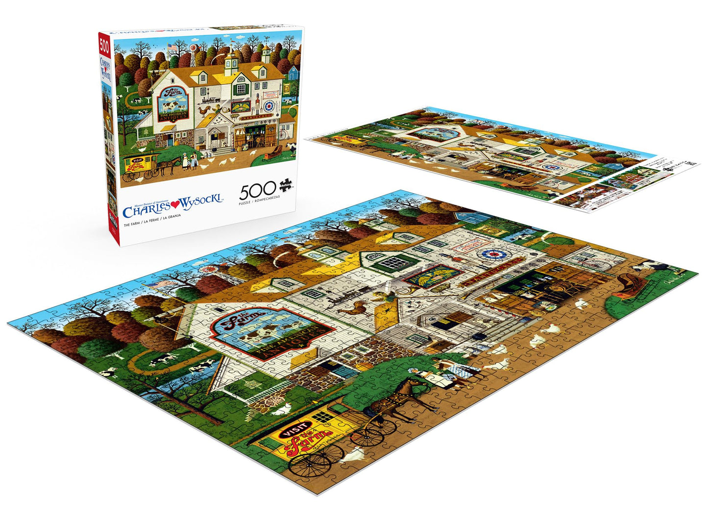 Buffalo Games 500 Piece Jigsaw Puzzle - The Farm by Charles Wysocki, Multicolor, Finished Size 21.25 x 15.00, Perfect for Game Nights