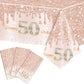 50Th Birthday Tablecloth Decorations Rose Gold 50 Birthday Table Covers Fifty Year Old Birthday Party Tablecloth Supplies For Women 50 Year Old Birthday Plastic Disposable Rectangular Tablecloth Decor