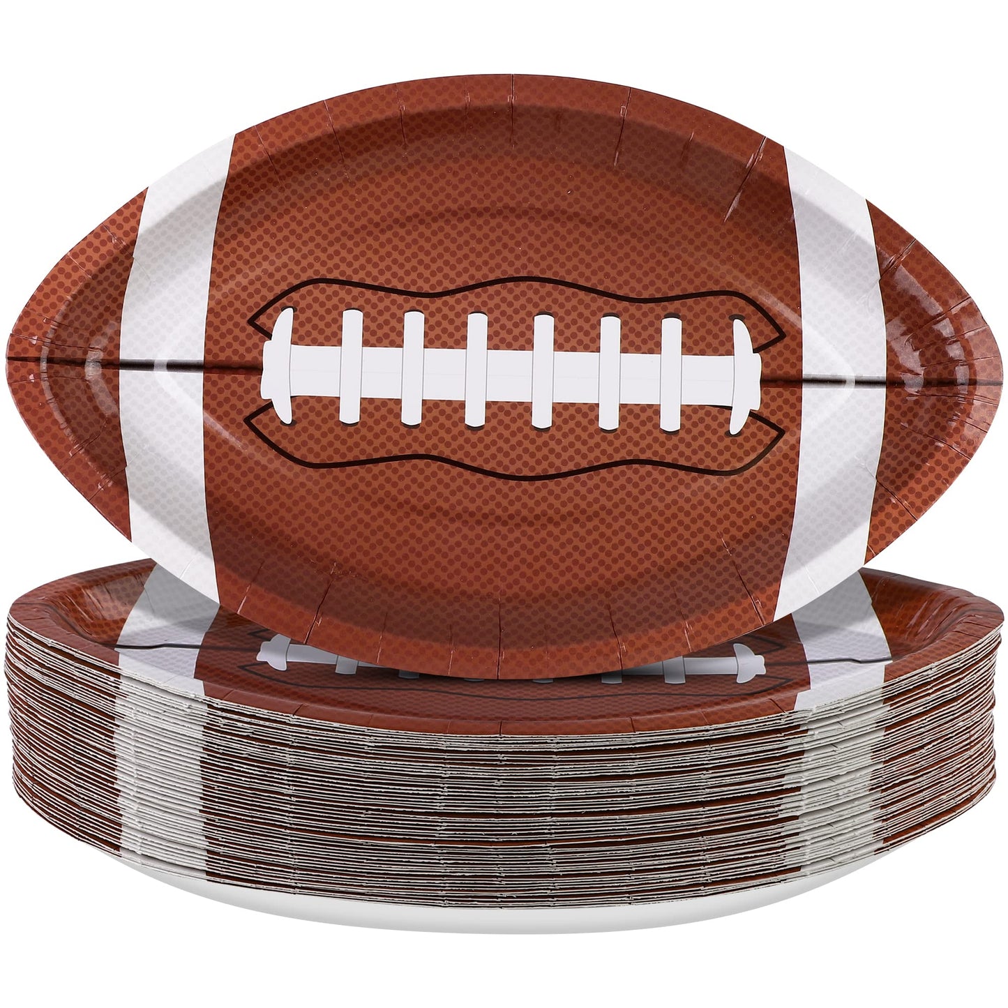 ADXCO 50 Pieces Football Shaped Disposable Paper Plates Football Party Plates Football Party Supplies for Football Theme Party S