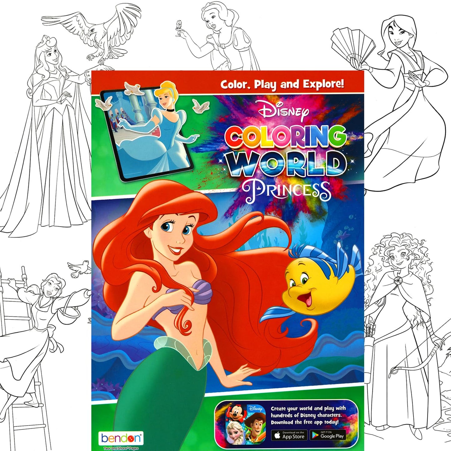 Bendon Disney Princess Coloring Books Bundle Set - Moana, Frozen, Encanto - Paper - Kids Activity