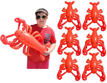 Large 20'' RED Blow-up Inflatable Lobster Pool Toy Luau Nautical Clam Bake Beach Hawaii Key West Theme Party Decoration (6 Pack)