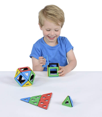 Polydron Kids Magnetic Educational Construction Set - Multicolored - Development Creative Building Kit - Geometry 3D Toy - 3+ Years - Pack Of 32