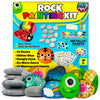 JOYEZA Rock Painting Kit Deluxe, Arts and Crafts for Girls Boys Age 6+, 12 Rocks Tween Gift Art Set, Waterproof Paints, Craft Ki