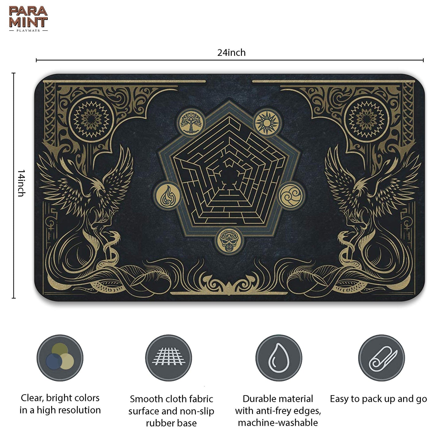 Paramint Oceanic Phoenix (Stitched) - Mtg Playmat - Compatible With Magic The Gathering Playmat - Play Mtg, Yugioh, Tcg - Original Play Mat Art Designs & Accessories