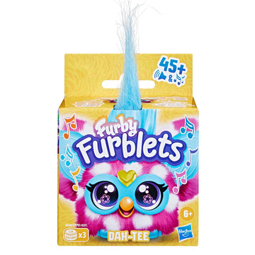 Furby Furblets Dah-Tee Mini Friend, 45+ Sounds, Country Music, Speaks Only Furbish, Electronic Plush Toys For Girls & Boys, Interactive Pets, Pink Polka Dot, 6+