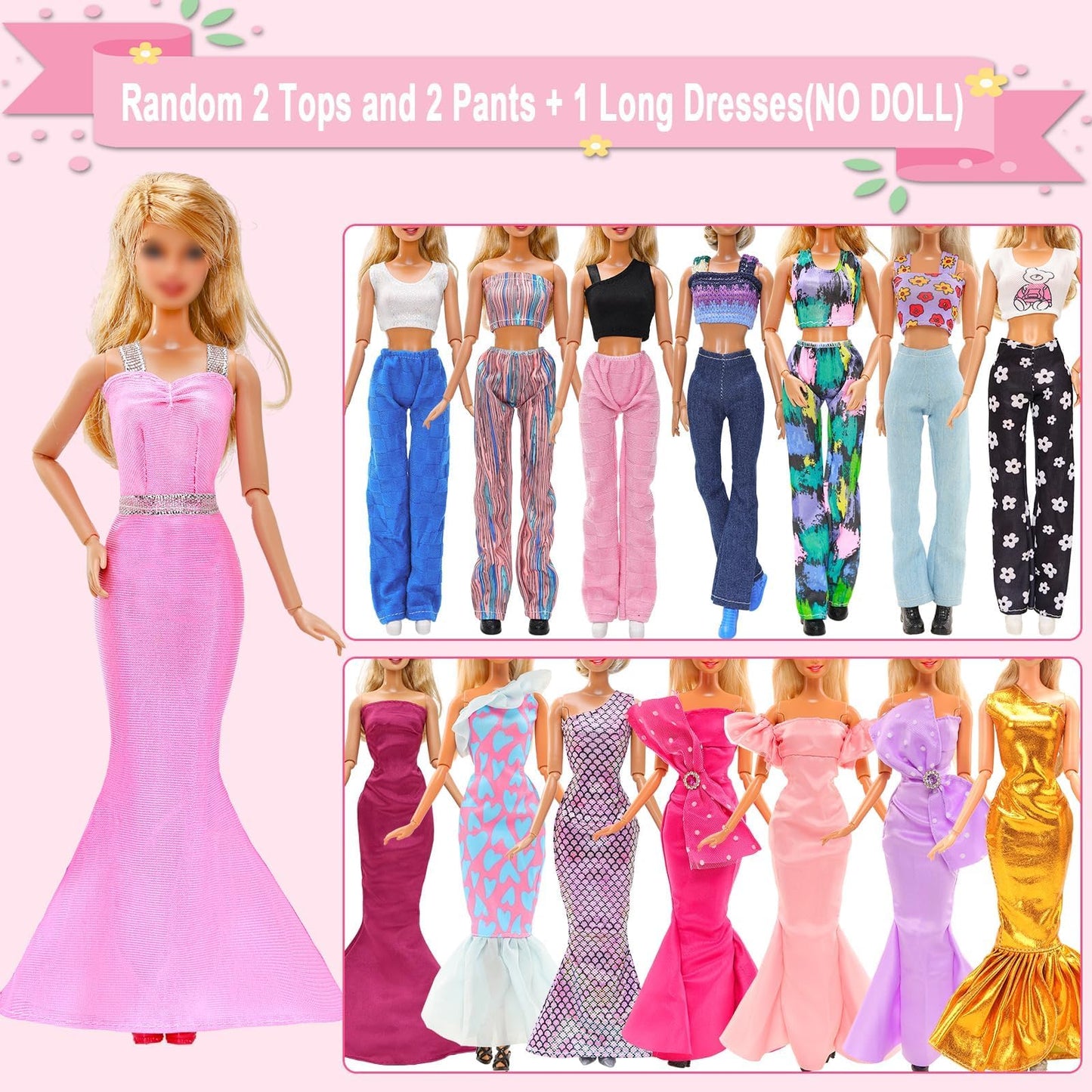 15 Set Doll Clothes For 11.5 Inch Doll Include 1 Fairy Dress 1 Long Dress 2 Sequins Dresses 6 Outfits Tops And Pant/Short/Skirts 6 Fashion Dresses For 11.5 Inch Fashion Dolls