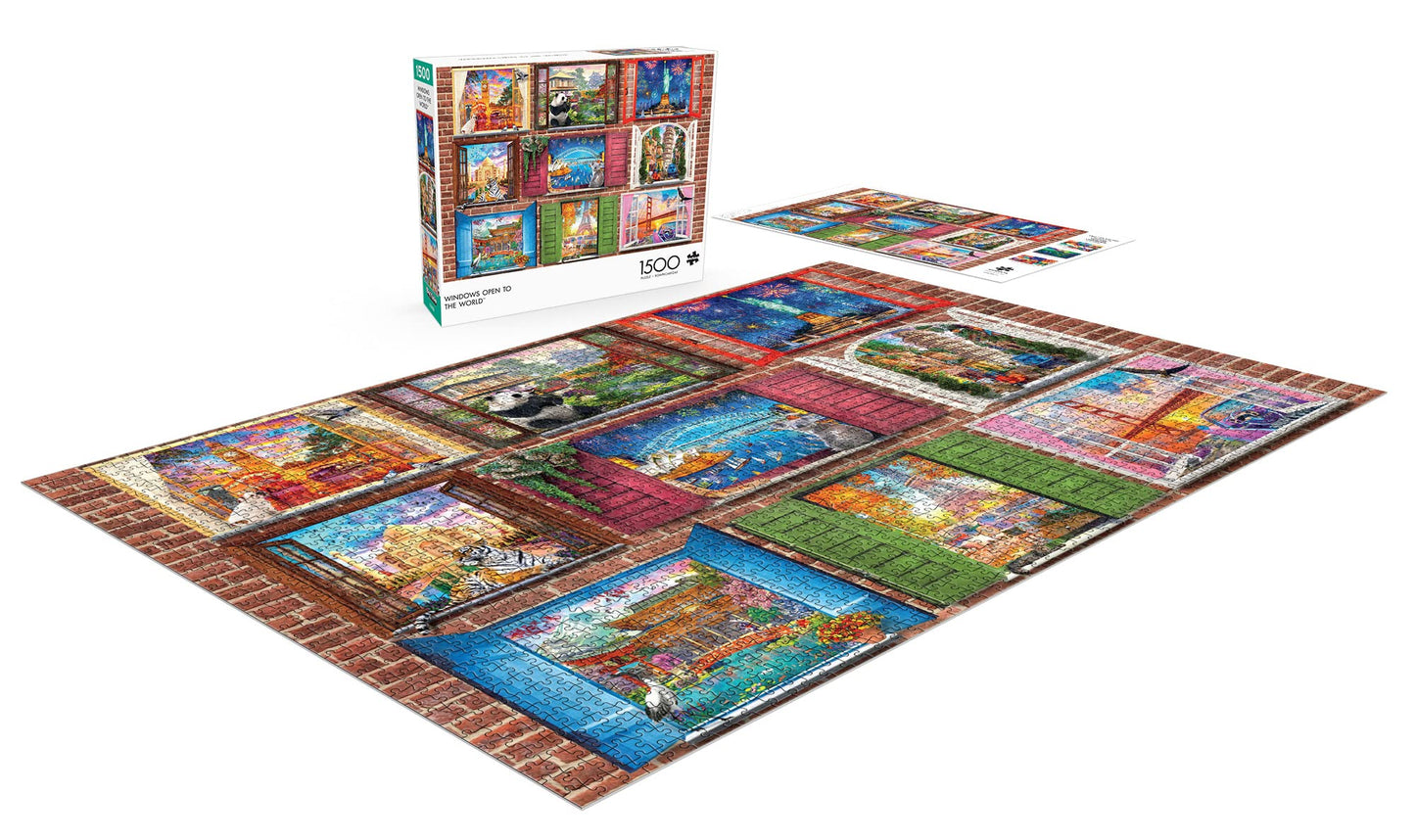 Buffalo Games 1500 Piece Jigsaw Puzzle - Windows Open to The World - Large Multicolor - Challenging Paper Puzzle - Model 2469