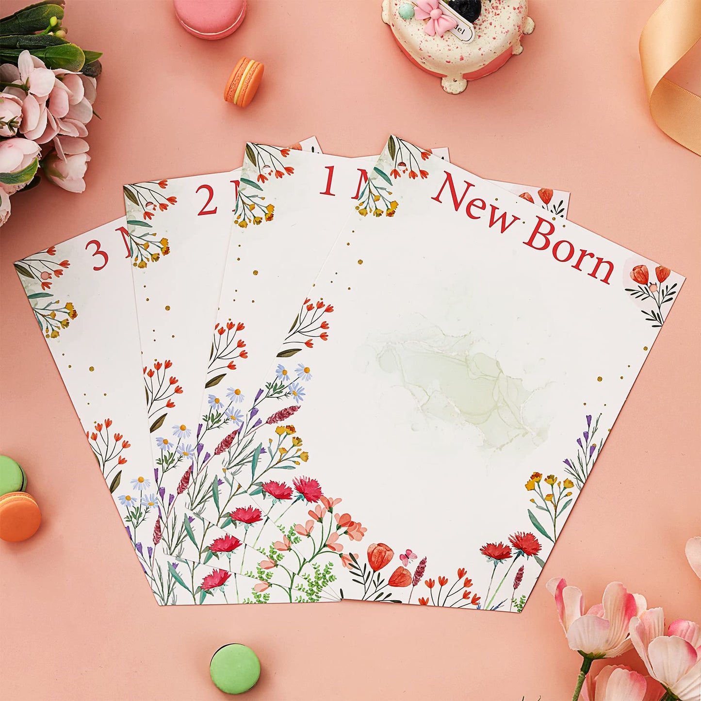 Fangleland Wildflower Theme 1st Birthday Photo Banner from Newborn to 12 Months for Girls, Growth Record Monthly Milestone Pictu