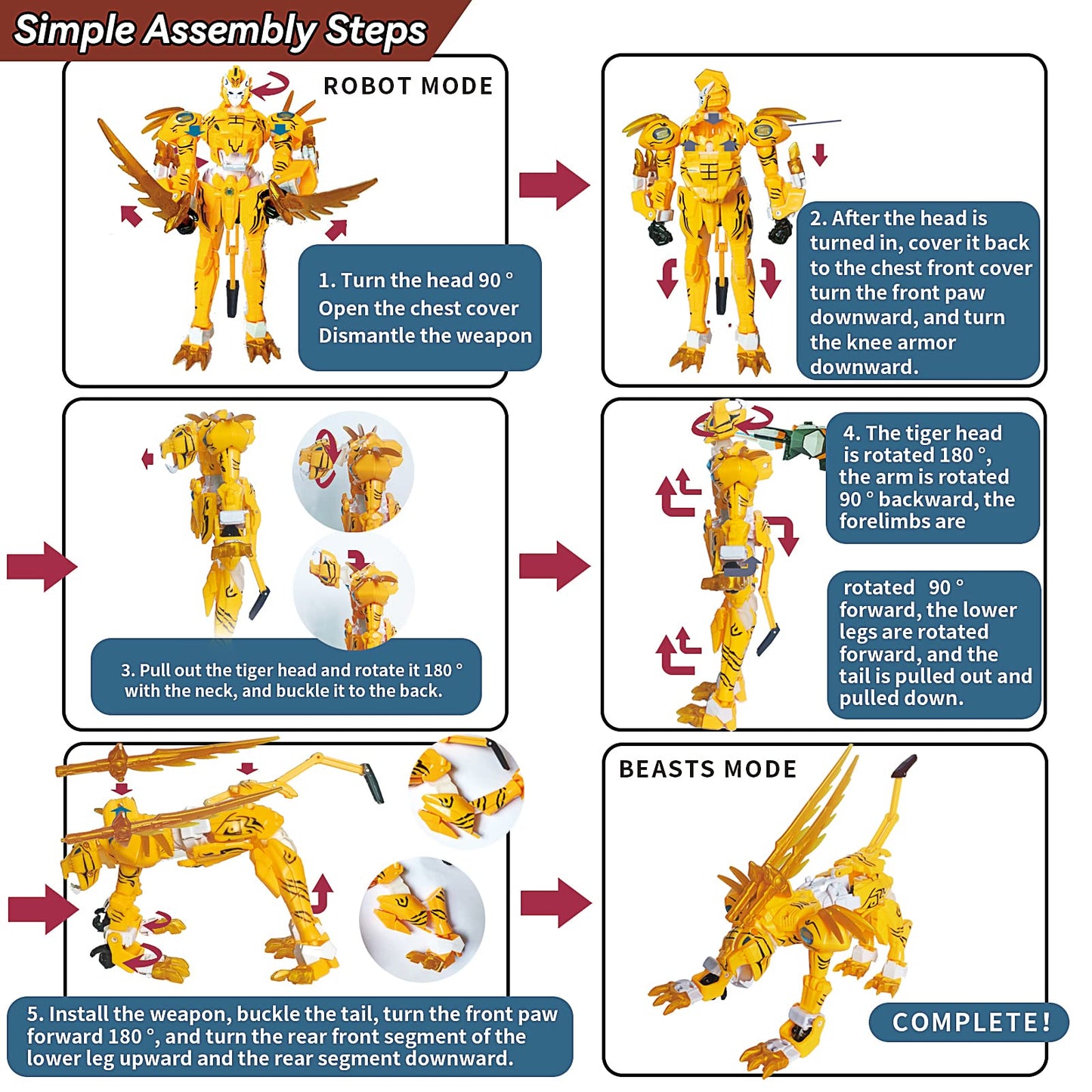 Stoulkd Animal Transforming Into Leopard Robot Toy With Tiger Action Figure, Deformation Robot For Boys & Girls Ages 6-12