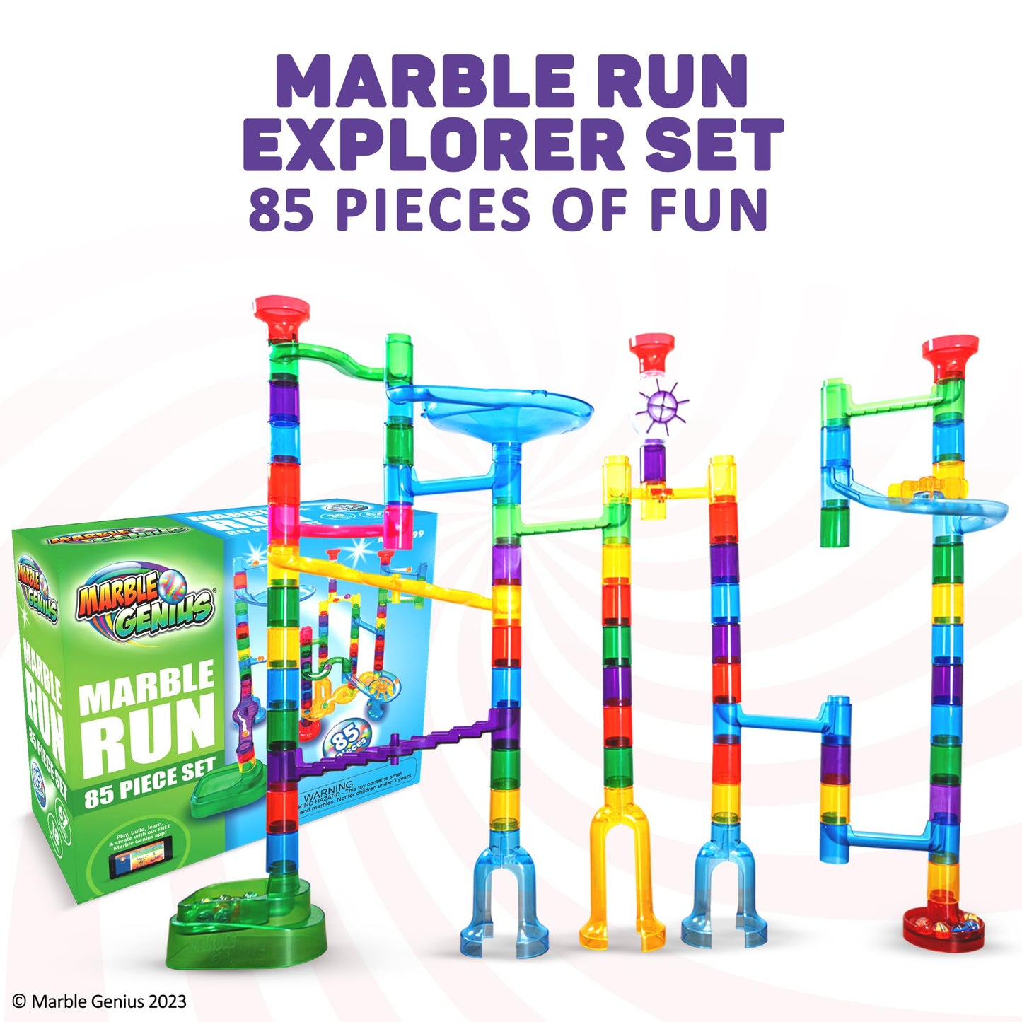 Marble Genius Marble Run Maze Track Toys - 85 Pcs, Board Games For Kids Aged 4-12, Toys For Adults, Teens And Toddlers, (67 Tran