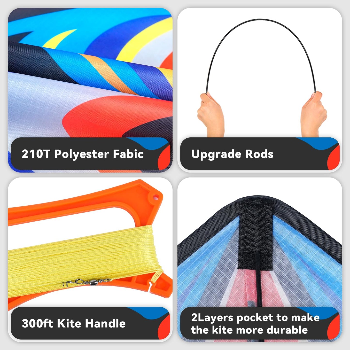 Sgftre Blue Large Delta Kites Flying Toys Easy To Fly