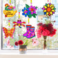 Ayhuhra 30 Sets Spring Flower Suncatcher Craft Kit Butterfly Sun Catcher DIY Window Paint Art Suncatcher Kits for Spring Summer