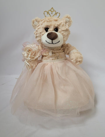 Kinnex Collections Since 1997 12'' Quince Anos Last Doll Teddy Bear With Dress (Centerpiece) ~ Arc09832-34 (Champane)