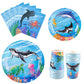 Wernnsai Ocean Party Tableware Set - 64 Pcs Under The Sea Party Supplies Sea Animal Theme Party Plates Napkins Cups Dinnerware Birthday Baby Shower Party Decorations Underwater Party For 16 Guests