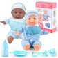 Toy Choi'S Twin Baby Dolls - 12 Inch Two Soft Body Black And White Doll With Accessoires, Dolls Play Set For 2 3 4 5 Year Old Boys And Girls Gift | Blue Outfit Doll Set