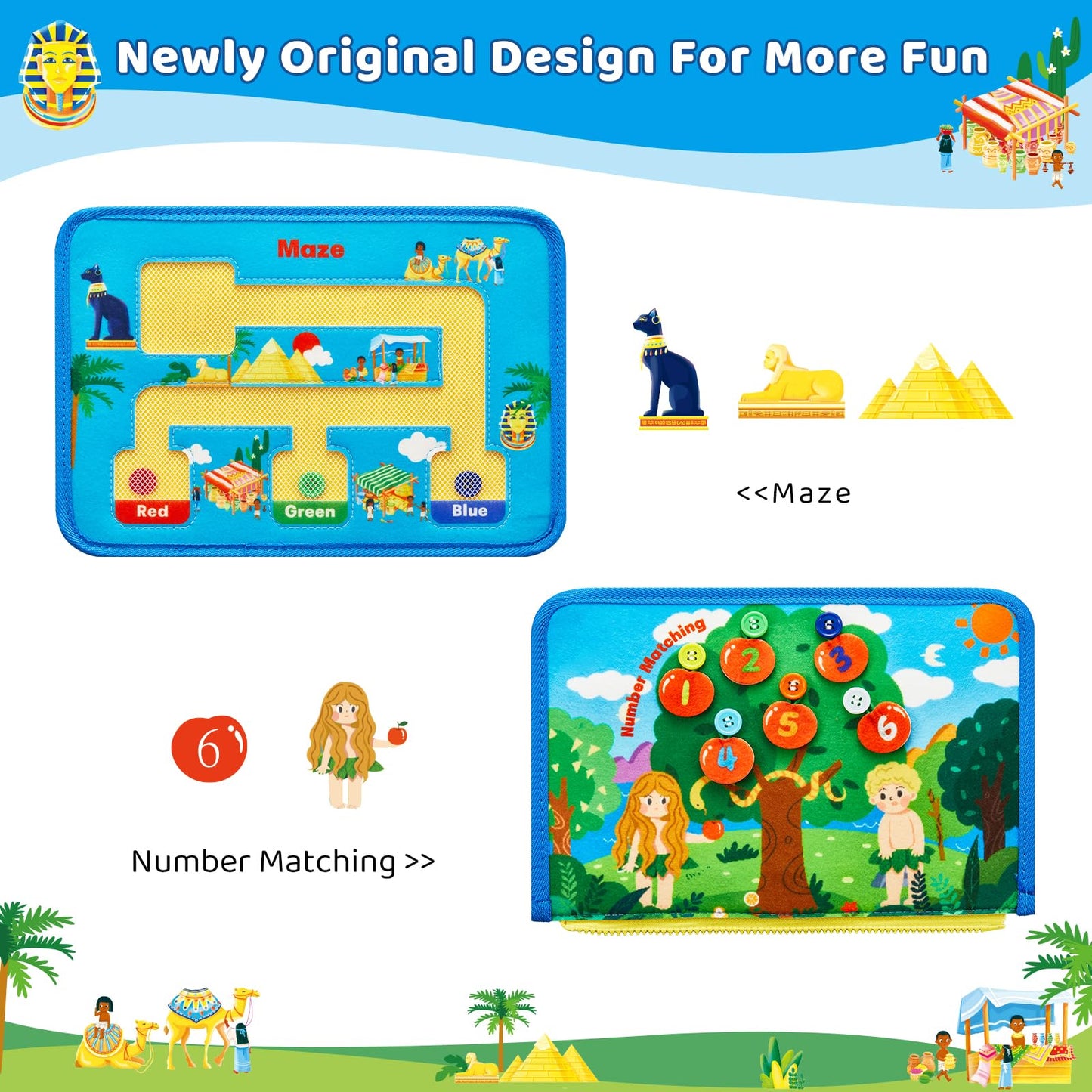 Kickduck Busy Board Montessori Toys For 3 4 Year Old Boys & Girls Birthday Gifts, Educational Activity Sensory Board Preschool L