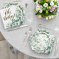 Sage Greenery Baby Shower Party Supplies Disposable Paper Plates Napkins Cups And Tablecloth For Boho Greency Party Decorations,