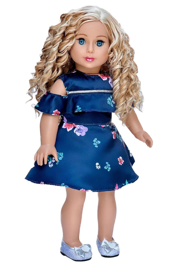 - Romantic Moment - Dark Blue Dress - Clothes Fits 18 Inch Doll (Doll Not Included)