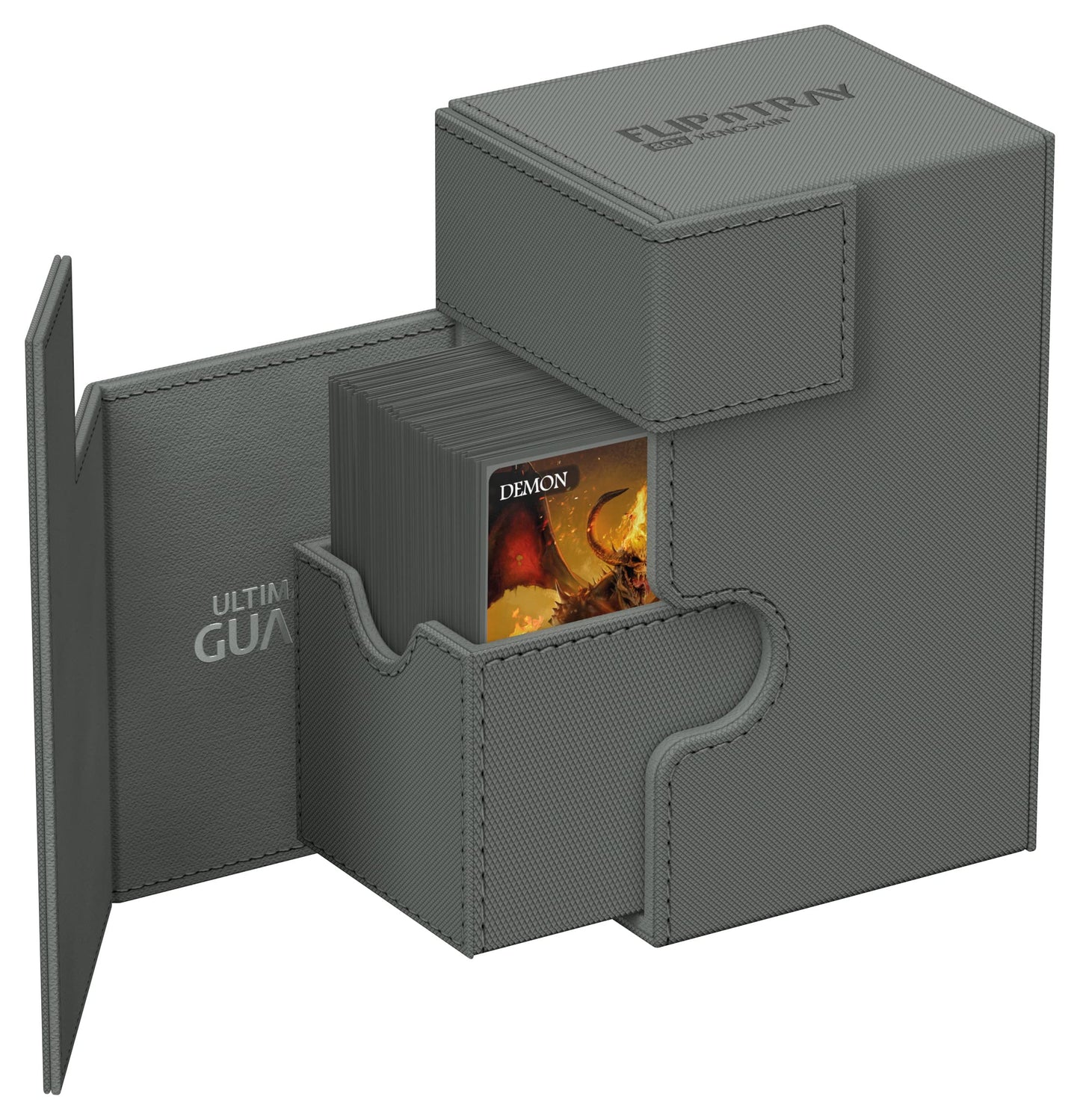 Ultimate Guard Flip'N'Tray 80+, Deck Case For 80 Double-Sleeved Tcg Cards + Dice Tray, Grey, Independent Magnetic Closure & Micr