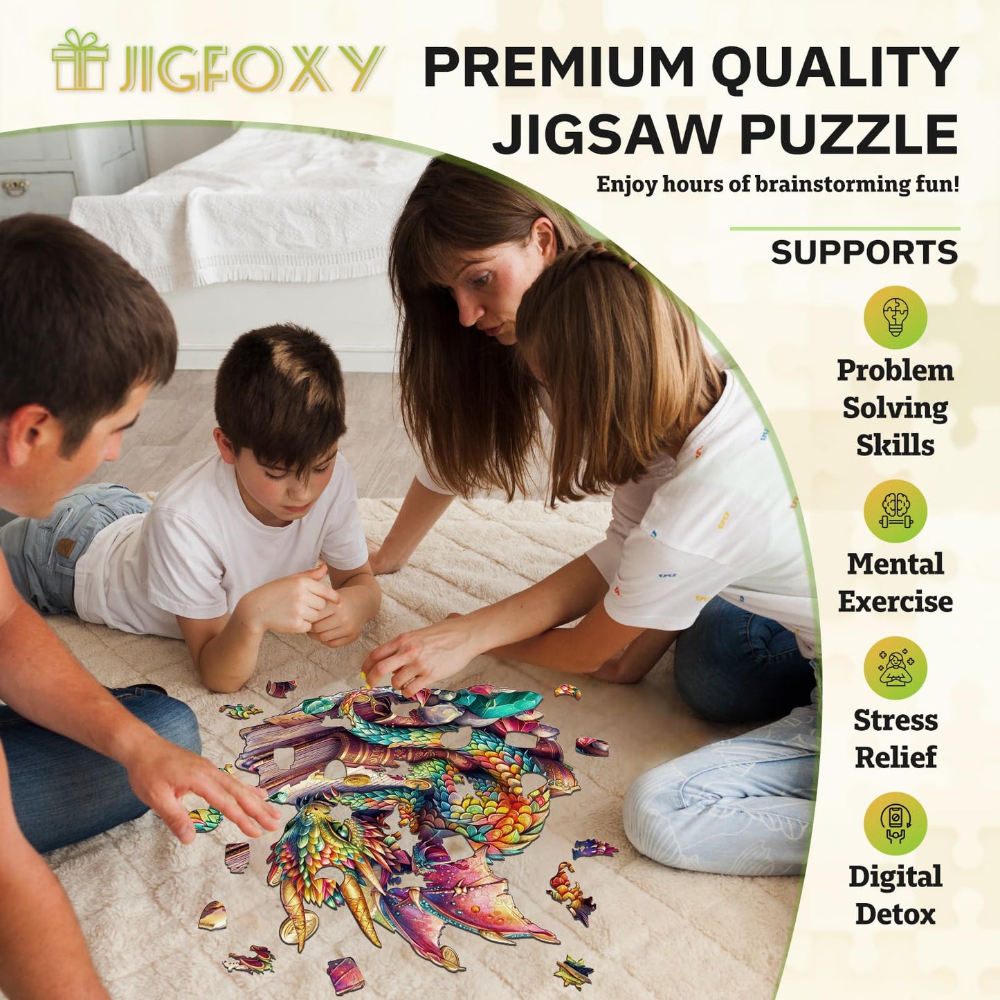 Jigfoxy Wooden Puzzles for mature-themeds  Dragon Wood Puzzles mature-themed  Unique Animal Shape Wooden Jigsaw Puzzles  Birthday Gifts for Puzzles Lovers Family Friend (L-13.4 * 12.6in-240pcs)