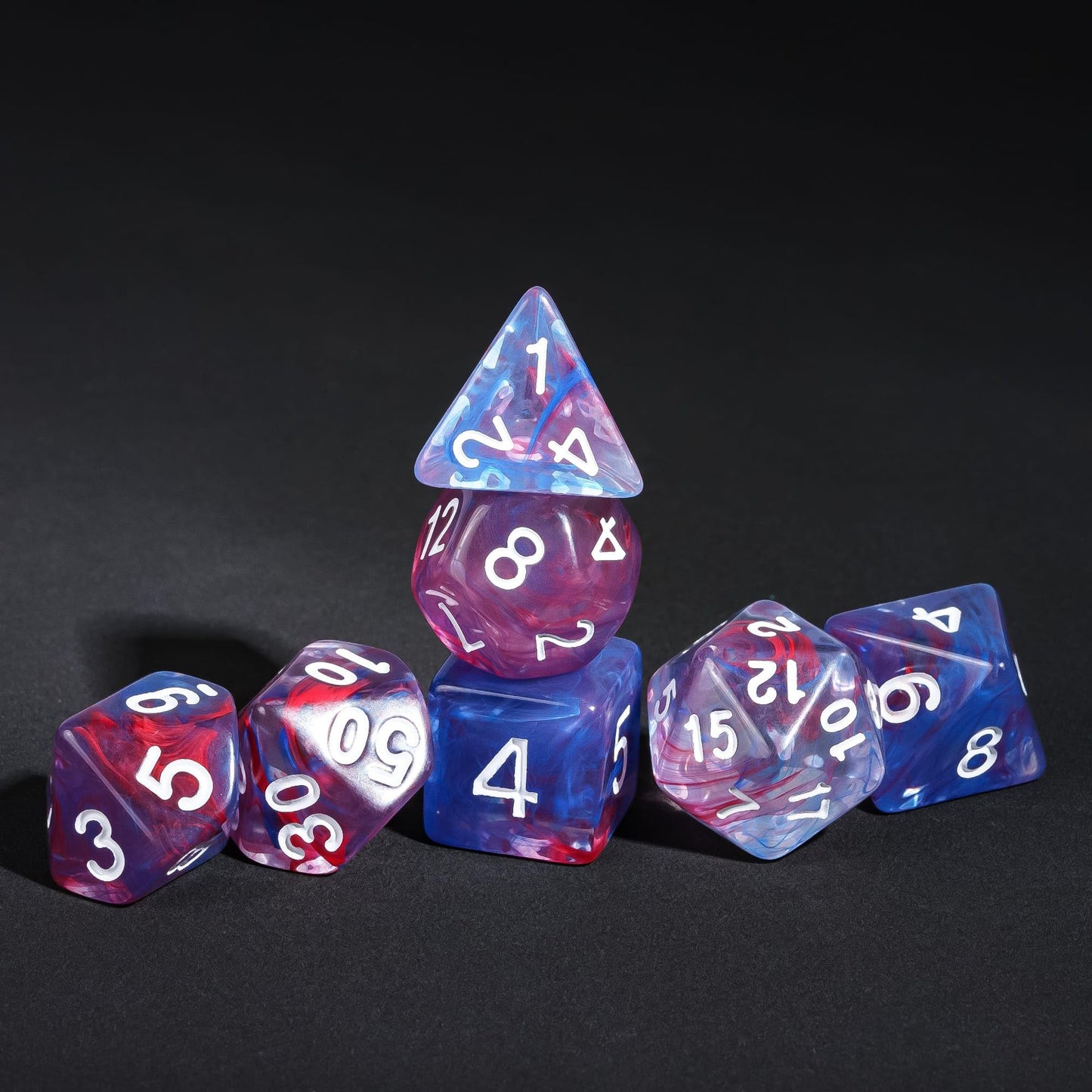 Poludie 7-Die DND Dice Set Polyhedral Dice Set with a Leather Dice Bag, D&D Dice Set for Dungeons and Dragons, RPG Table Games (