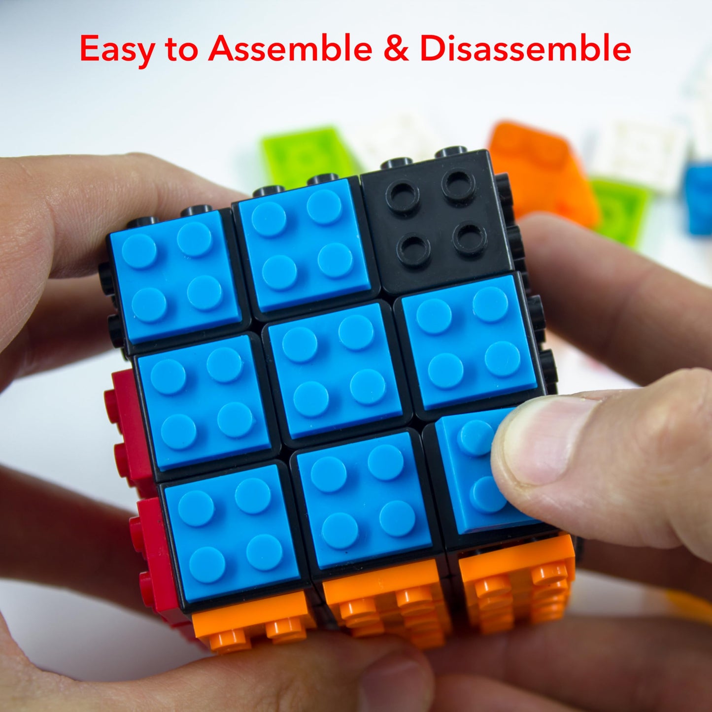 TOYAMBA Brick Cube Building Blocks Set - Mini Toy Included, Educational, Black Plastic, Compatible with Lego