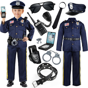 Joycover Police Costume For Kids, Police Costume With Toy Accessories, Cop Costume Outfit Set, Halloween Costumes For Boys