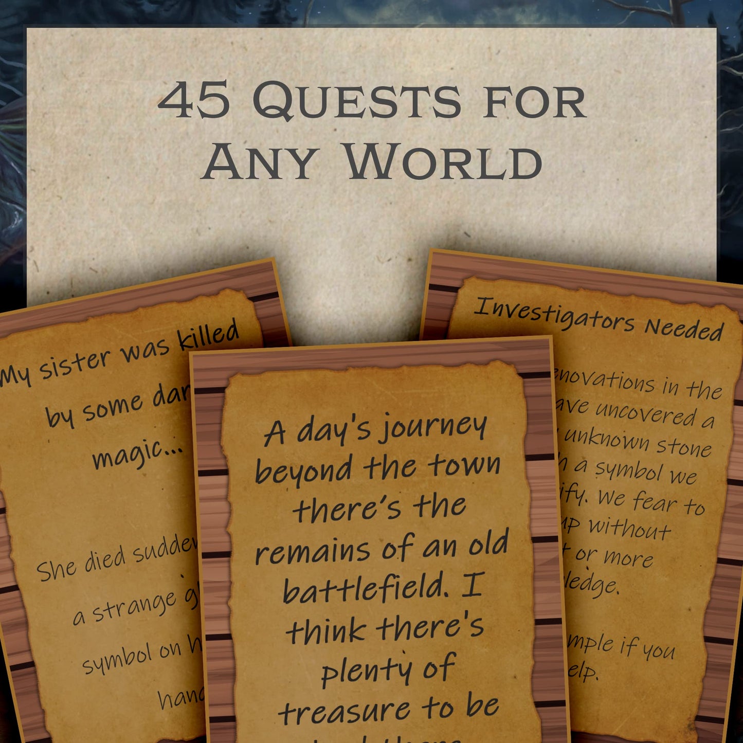 Dice Dungeons Quest Decks: The Notice Board | Fantasy Village Square Roleplaying Open-Ended Quest Prompt Cards