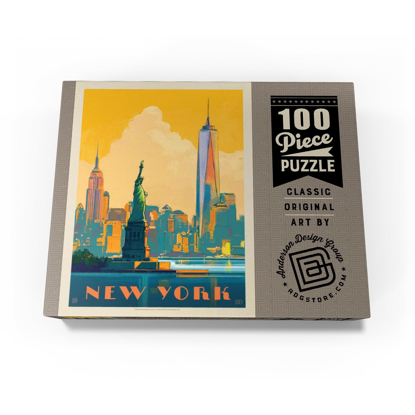 Mypuzzle New York City: Skyline Glow, Vintage Poster - Premium 100 Piece Jigsaw Puzzle For Adults