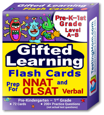 TestingMom.com NNAT and OLSAT Test Prep Flash Cards - NYC Gifted and Talented - Kindergarten (Level A) - Grade 1 (Level B) - 140