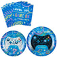 Wernnsai Video Game Party Supplies - 48 Pcs Gamer Theme Party Tableware Set Gaming Birthday Party Decorations Dinner Plates Paper Napkins For Family Gaming Night Boys Birthday Serves 16 Guests