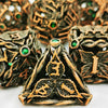 Mjdiceok Hollow Magic Vine Leaf Dnd Dice Set Metal Dice Set 7 Role Playing Dice D&D Dungeons And Dragons Dice (Red Copper + Gree