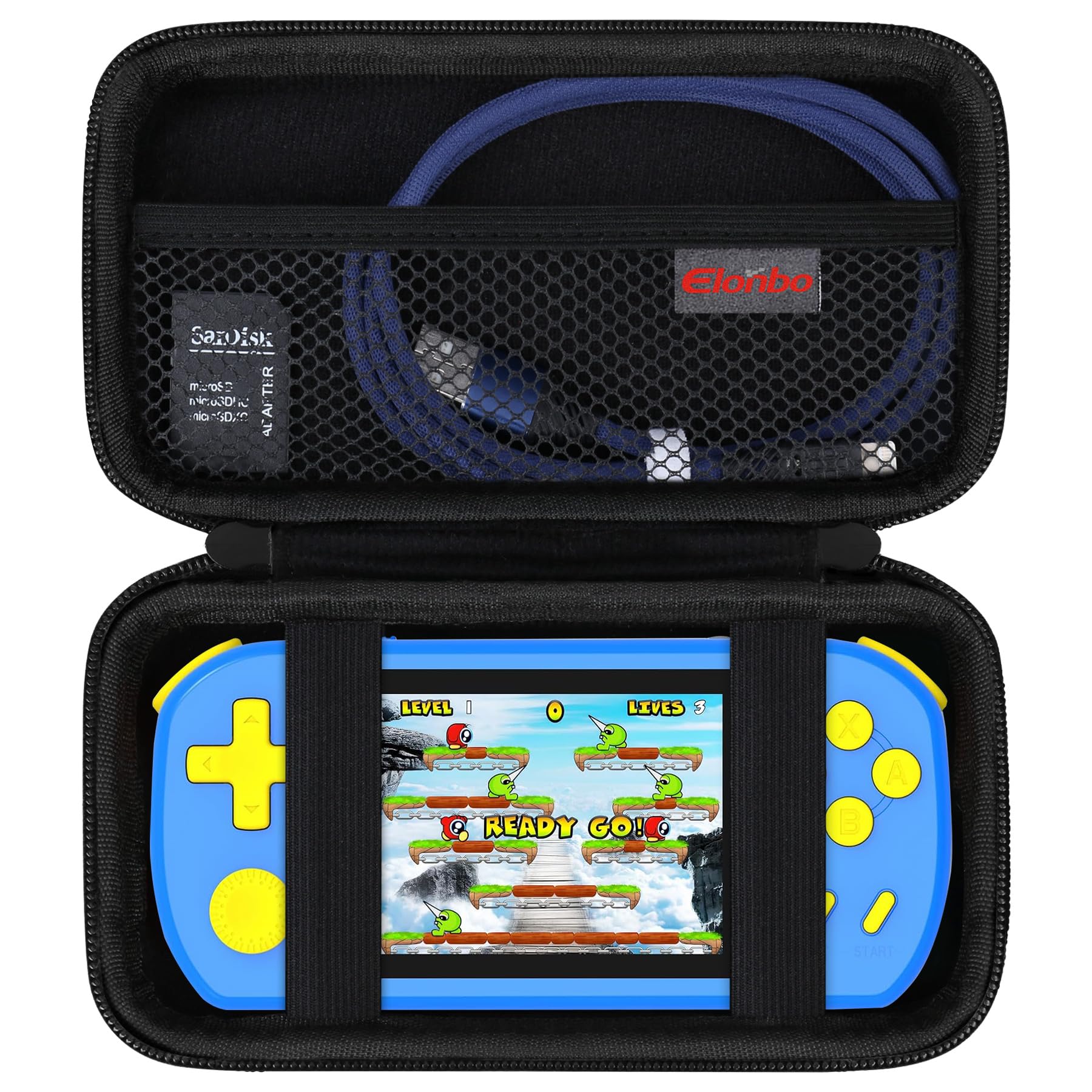Elonbo Carrying Case for TEBIYOU/ Great Boy/ Beico Handheld Game Console Retro Video Games  Portable Gaming Player Travel Storage Cover  Mini Arcade Electronic Toy Holder Bag  Black+Inside Black
