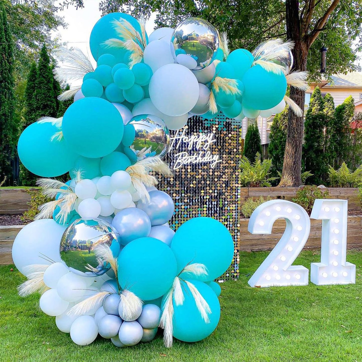Nisocy Teal Latex Balloons Arch Kit, 102Pcs 18In 12In 10In 5In Turquoise Arch Garland For Birthday Baby Shower Mermaid Unicorn U