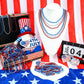 SHAOQINLIN 102 PCS Patriotic Bead Necklaces, 4th of July Beads Necklaces Bulk 4th of July Accessories 33 Inch Metallic Red/Silve