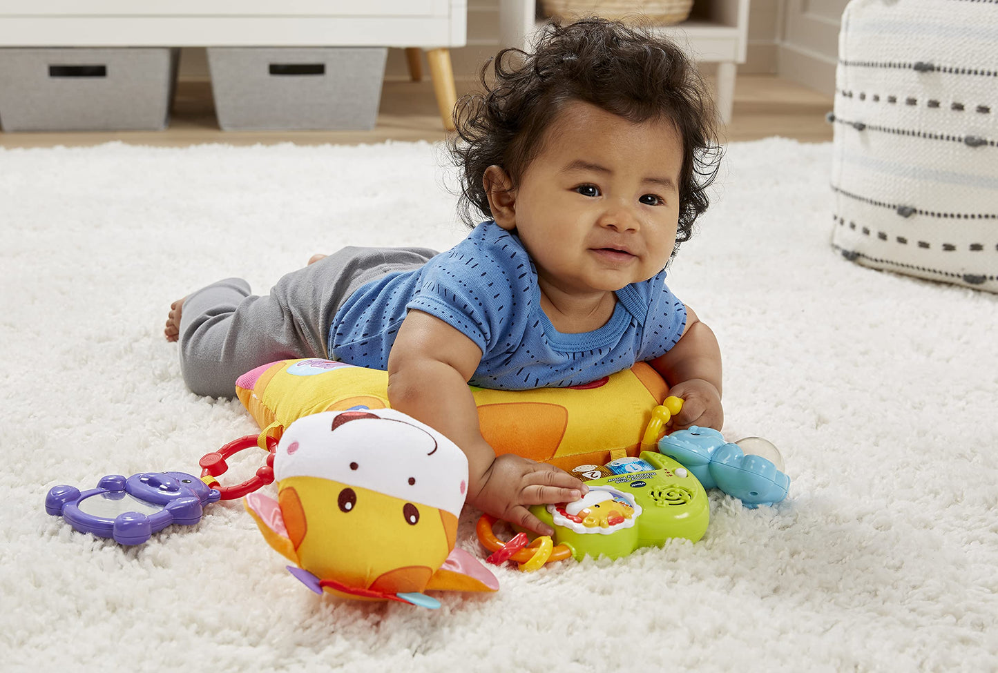 VTech Tummy Time Discovery Pillow - Multicolor, 3.94"x15.75"x27.17", Durable Plastic, Model 80-506800