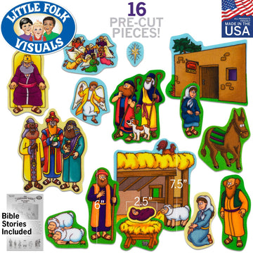 Little Folk Visuals Beginners Bible: Baby Jesus Precut Flannel/Felt Board Figures, 16 Pieces Set
