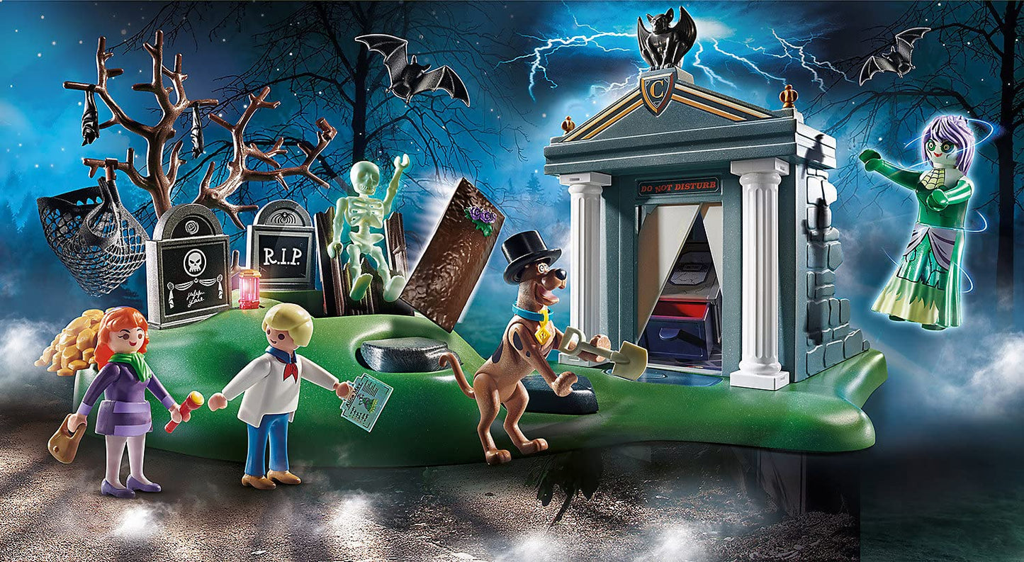 Playmobil Scooby-DOO Adventure in The Cemetery Playset, Standard Size, Multicolored, Model 70362, Plastic Material
