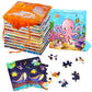 Sannix 12 Pack Wooden Jigsaw Puzzles With 12 Organize Bags, Ocean And Space Toddlers Puzzles For Kids Ages 3 4 5, Party Favors Educational Learning Travel Toys For Boys Girls