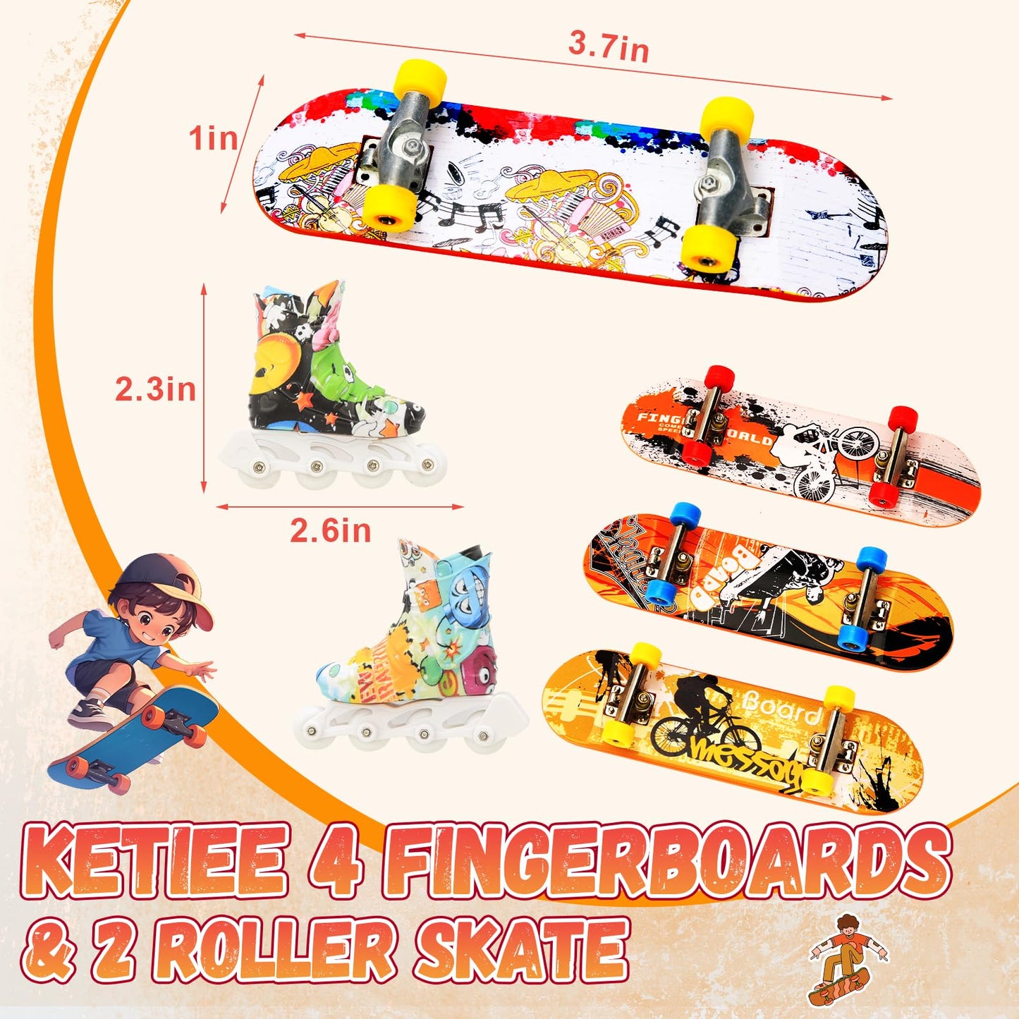 Ketiee Fingerboard Skate Park Kit: 17Pcs Finger Skateboard Ramp Set With Exclusive 11 Ramps 4 Mini Skateboards & Roller Skates, Large Finger Skatepark Training Props Toys Gifts For Kids Ages 6 And Up