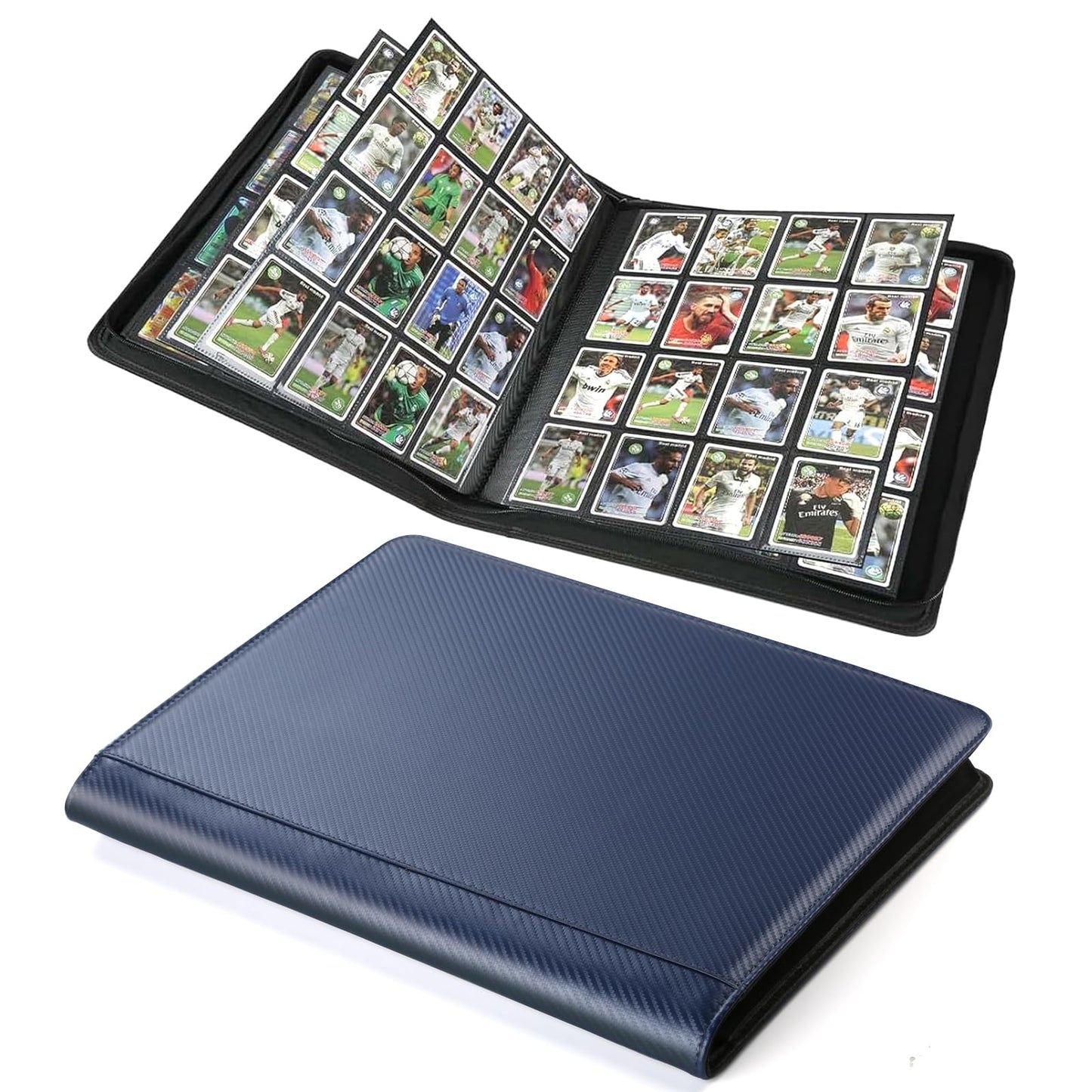 Arkeiliy enhanced Ringless Trading Card Binder - 1024 Capacity  16 Side-Loading Pockets per Page  Archival Quality Protection & Anti-Slip Spine for TCG  MTG  Sports Cards (Navy blue II)
