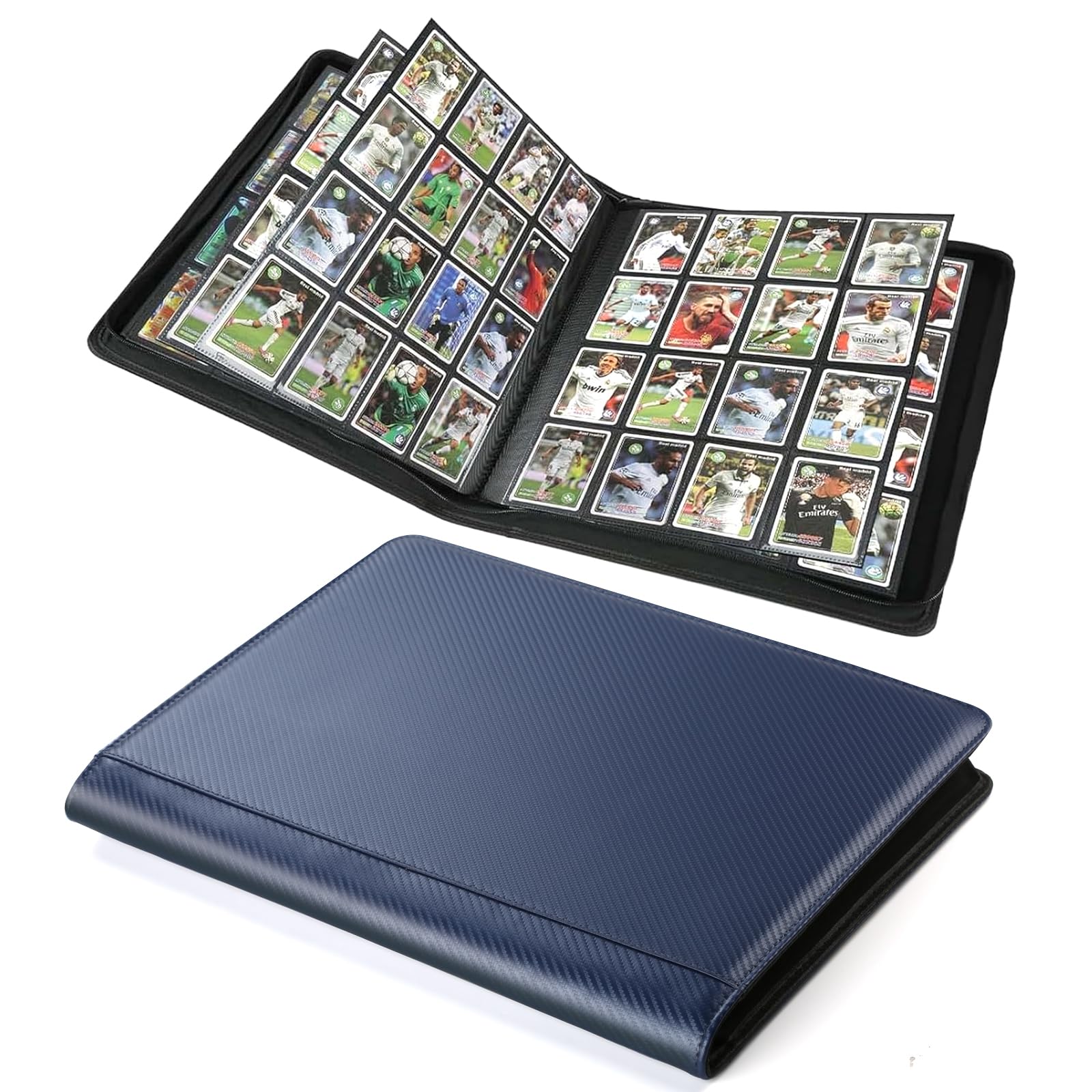 Arkeiliy enhanced Ringless Trading Card Binder - 1024 Capacity  16 Side-Loading Pockets per Page  Archival Quality Protection & Anti-Slip Spine for TCG  MTG  Sports Cards (Navy blue II)