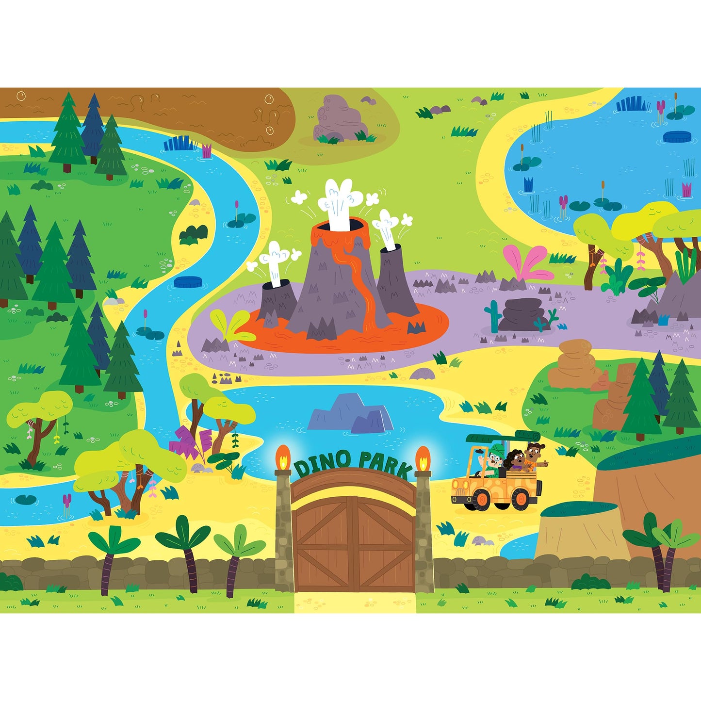 RoseArt - Kids Floor Puzzle Playset - Dinosaur Park Adventure - 24 Piece Jigsaw Puzzle